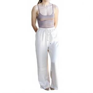 NEW DOUBLE ZERO drawstring waist wide leg satin pants in alpaca